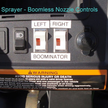 Electric switches control valves that turn on boomless nozzle flow