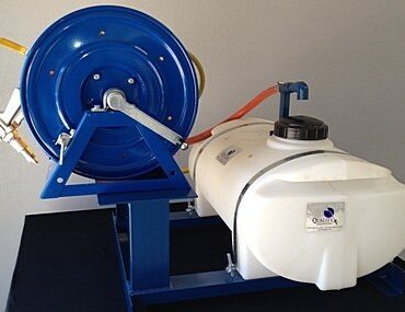 Raised reel for easy access.  Heavy duty construction for many years of reliable service.