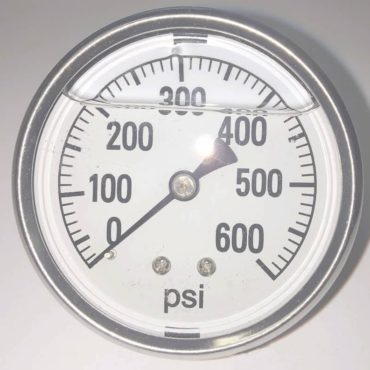 Pressure Gauge 600 PSI - Liquid Filled, Back Mount